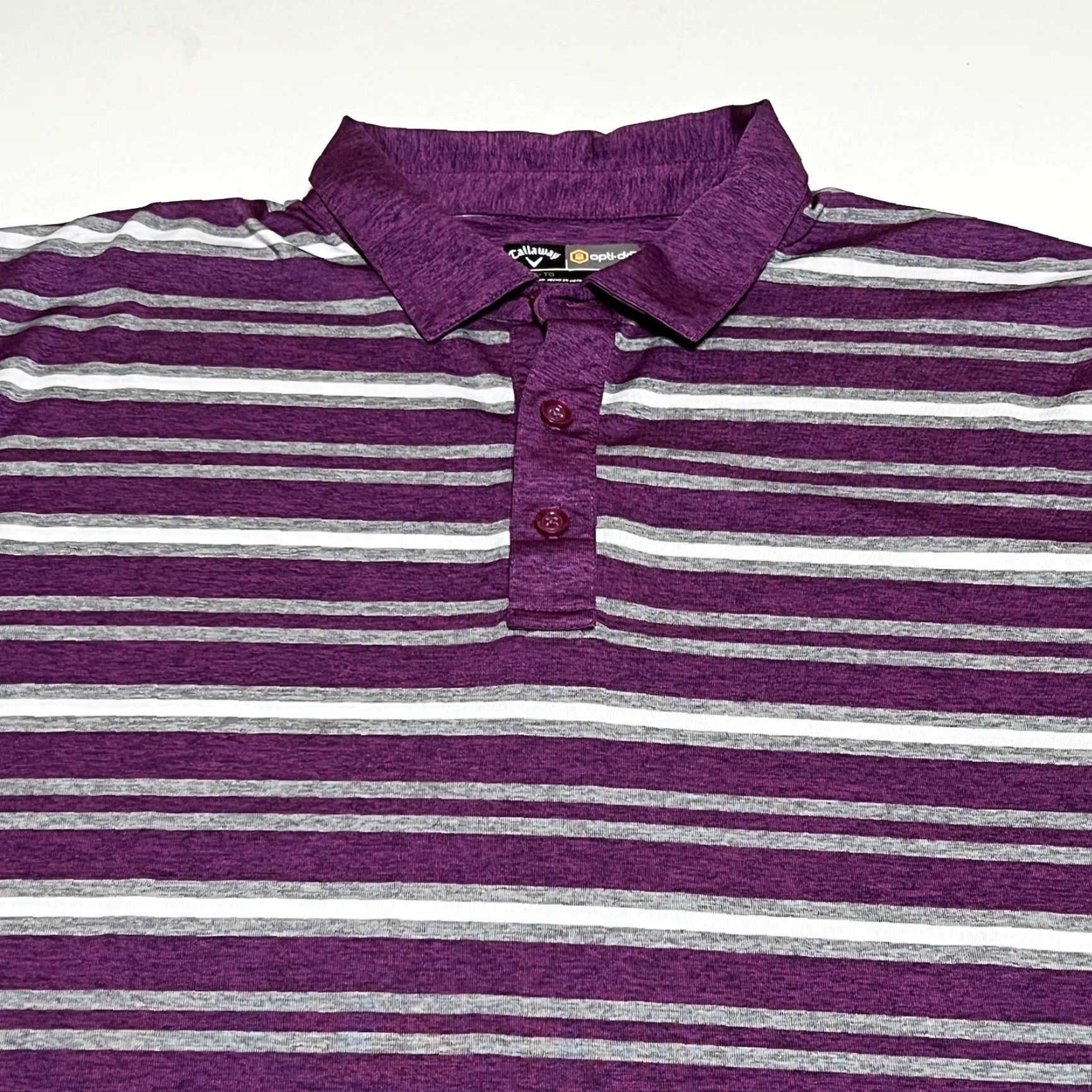 Callaway Callaway Golf Polo Shirt Opti -Dri Performance Purple Striped Mens XL Size US XL / EU 56 / 4 - 2 Thumbnail