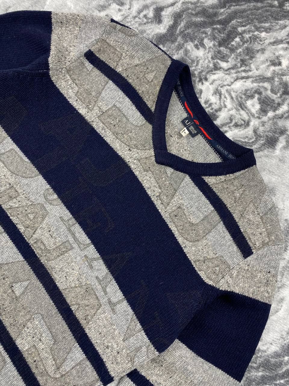 Armani Vintage Armani Jeans Wool Knit Sweater Big Monogram Logo Size US M / EU 48-50 / 2 - 3 Thumbnail