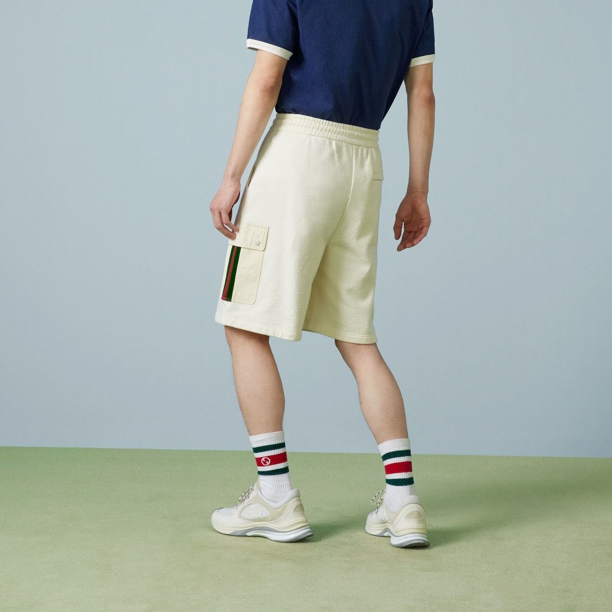 Gucci o1s1wg110725 Cotton Jersey Shorts With Web in Ivory Size US 40 / EU 56 - 6 Thumbnail