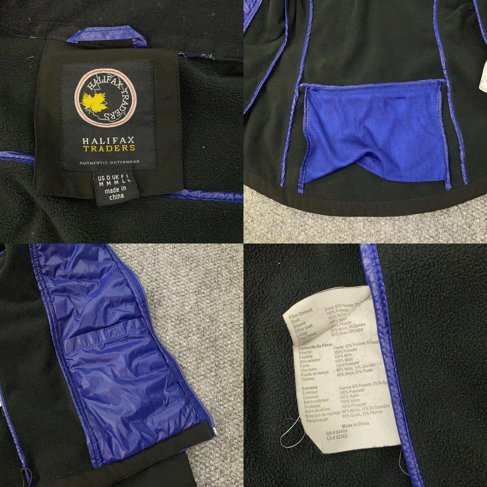 Vintage VINTAGE Halifax Traders Jacket Womens Medium Black Blue Down Quilted Mixed Media Zip Size M / US 6-8 / IT 42-44 - 8 Thumbnail