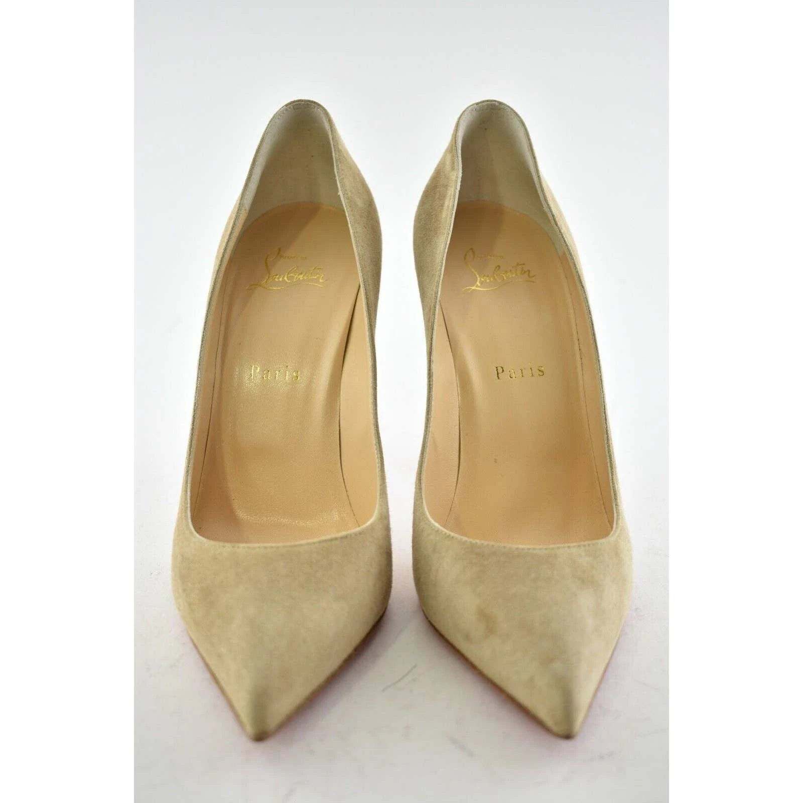 Christian Louboutin Pigalle Follies 100 Nocciola Nude Beige Suede Heel Pump 42 Size US 12 / IT 42 - 5 Thumbnail