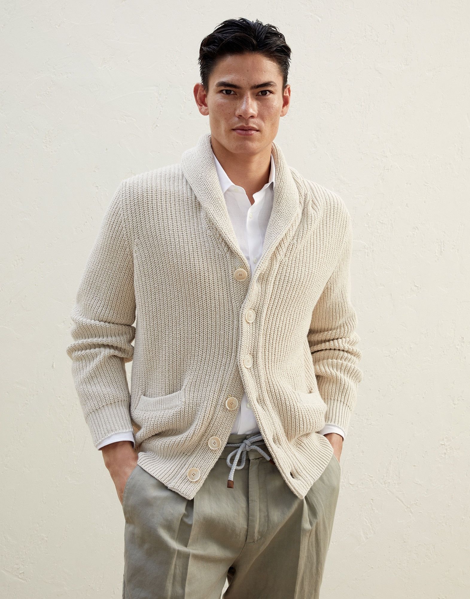 Brunello Cucinelli o1w1db10725 English Rib Knit in Beige Size US S / EU 44-46 / 1 - 3 Thumbnail