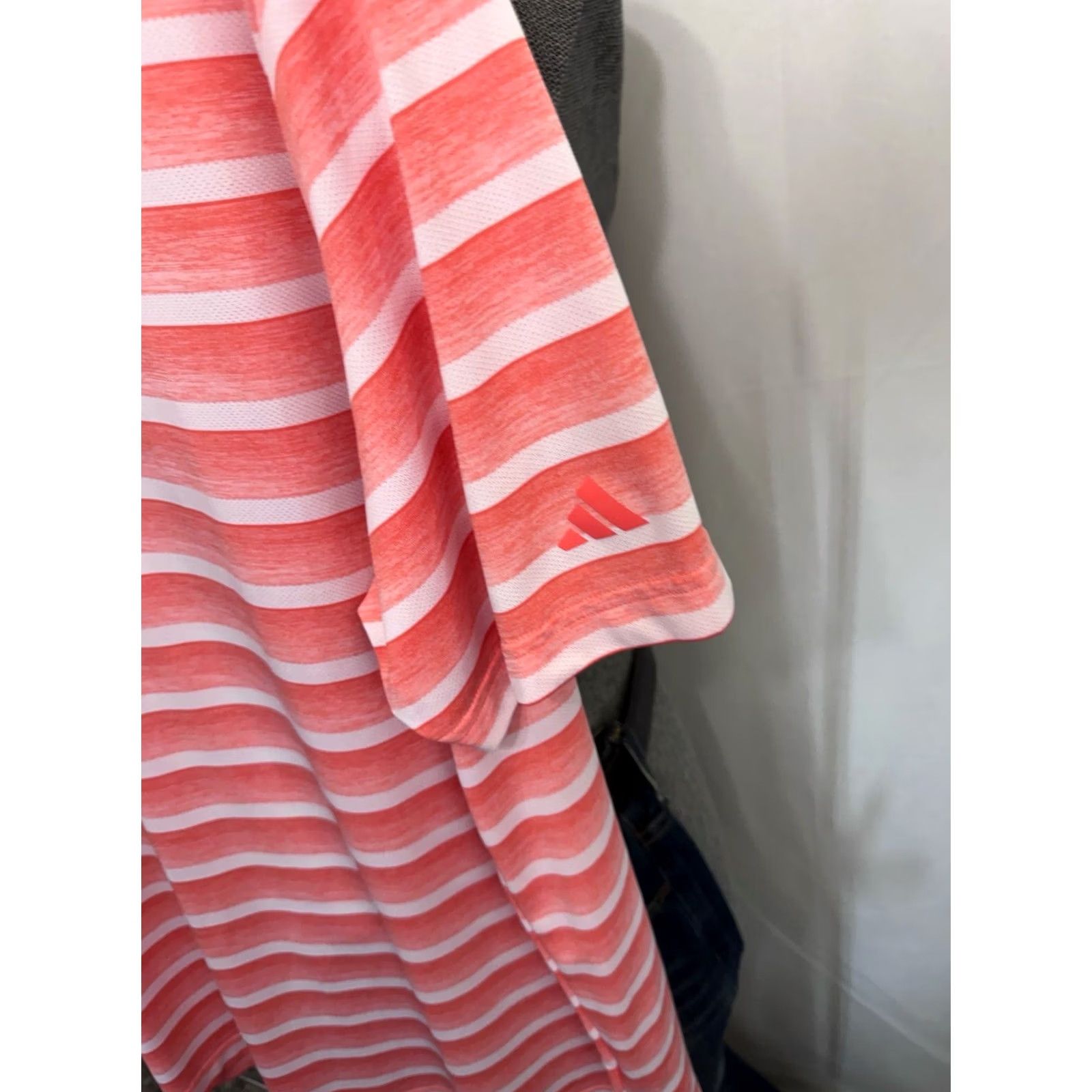 Adidas Adidas POLO SHIRT Peach Stripe Poly XL Mens Size US XL / EU 56 / 4 - 6 Thumbnail