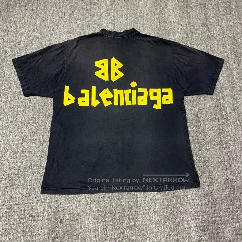 Balenciaga Balenciaga Black Washed Destroyed Tape Short Sleeve Size US S / EU 44-46 / 1 - 2 Thumbnail