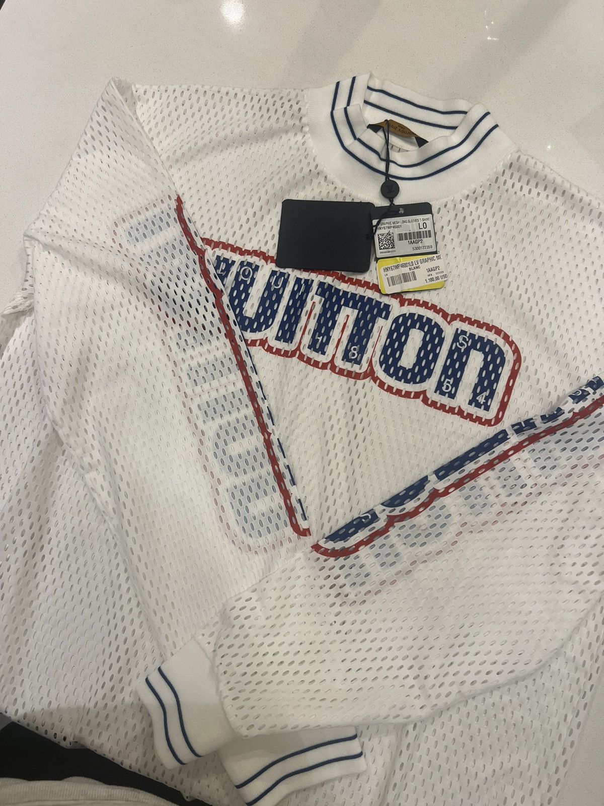 Louis Vuitton White and blue mesh longsleeve jersey Size US L / EU 52-54 / 3 - 1 Thumbnail
