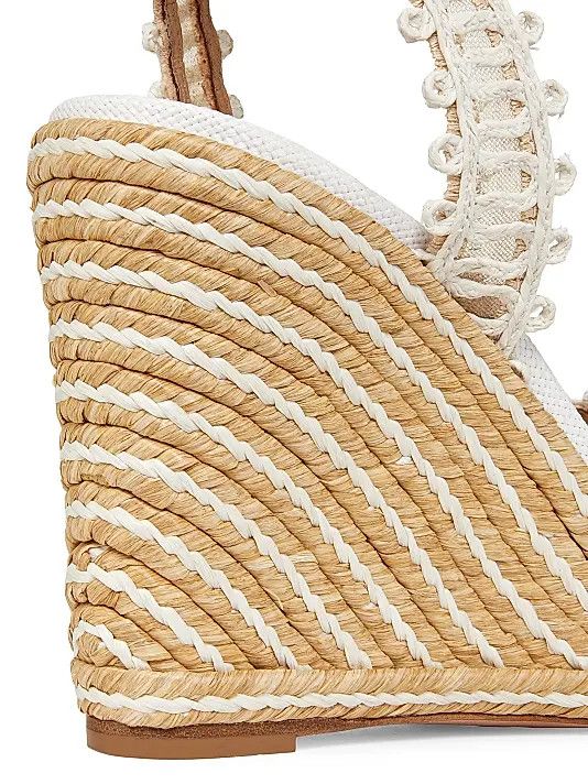 Aquazzura os11x1225 Kahlo 105MM Embroidered Espadrille Wedges in White Size US 8 / IT 38 - 5 Thumbnail