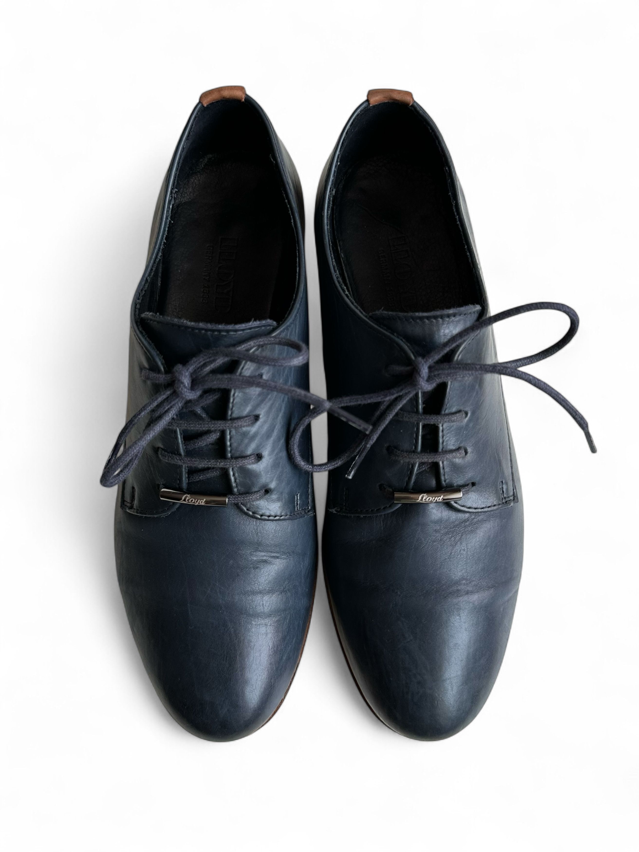 LLOYD Lloyd Blue Leather Casual Oxfords (38 -US7) Size US 7 / IT 37 - 4 Thumbnail