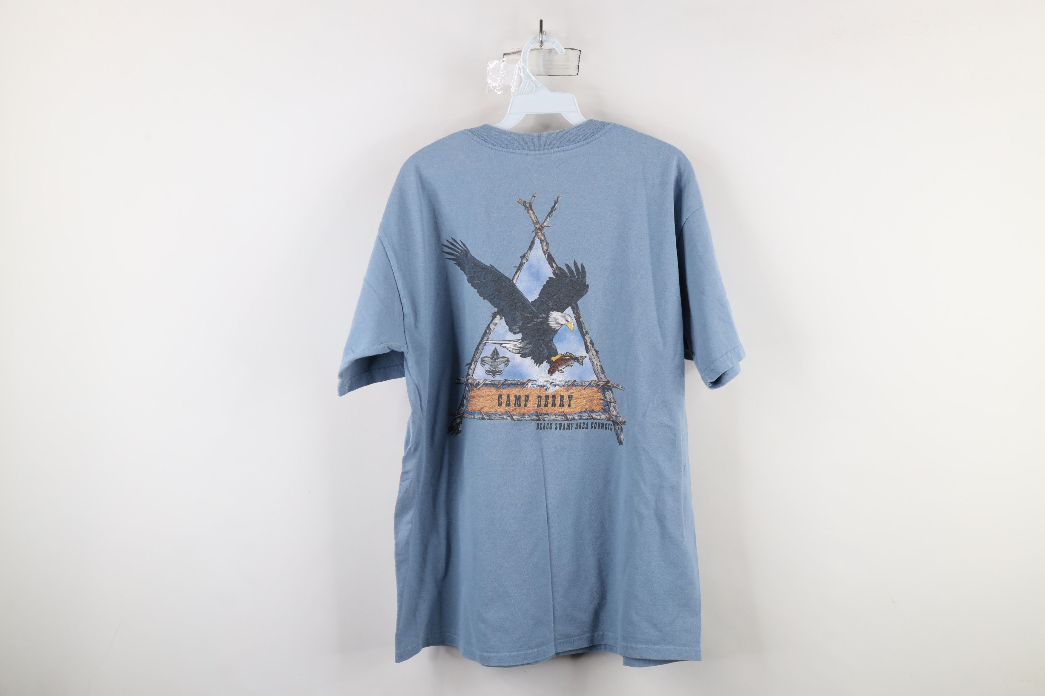Vintage Vintage 90s Scouts of America Camp Berry Eagle T-Shirt Blue Size US L / EU 52-54 / 3 - 9 Thumbnail
