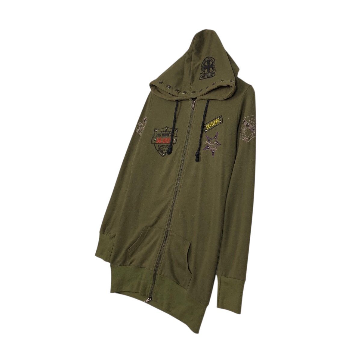Japanese Brand Culture Wide Olive Punk Stud Hooded Sweatshirt Size US M / EU 48-50 / 2 - 3 Thumbnail