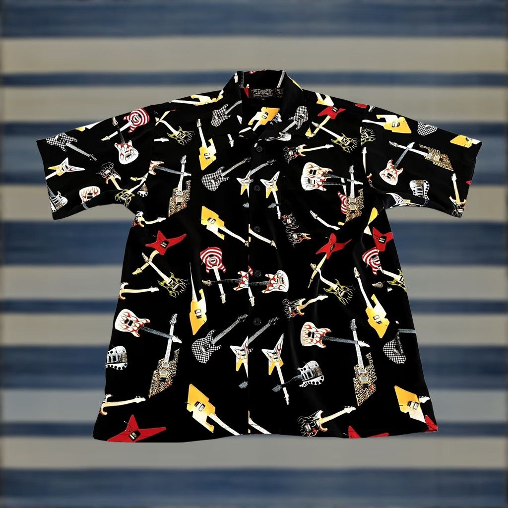 Vintage Dragonfly Short Sleeve Button-Up Shirt Black Mens Large Size US L / EU 52-54 / 3 - 1 Thumbnail