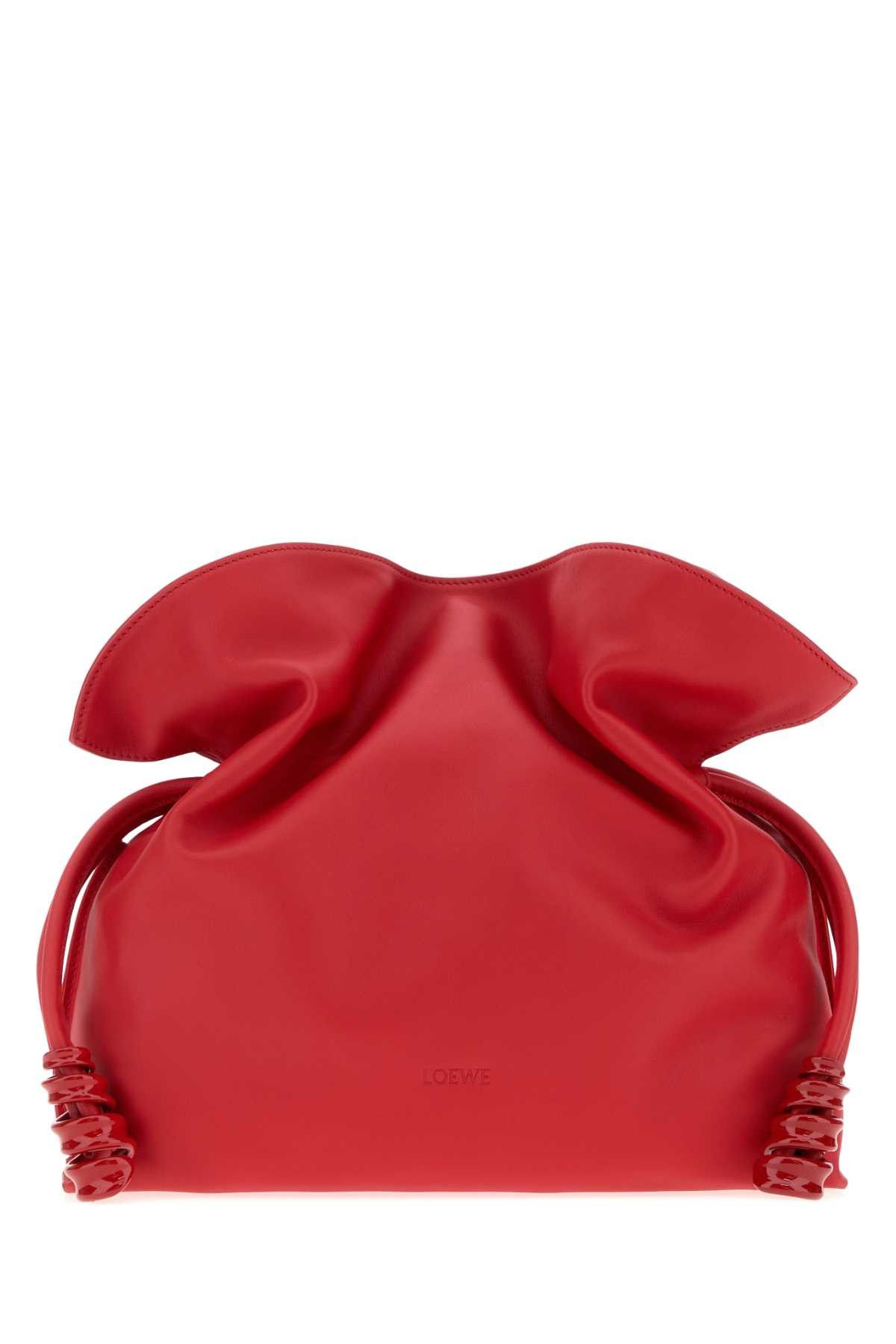 Red Nappa Leather Medium Coil Flamenco Clutch, Women's