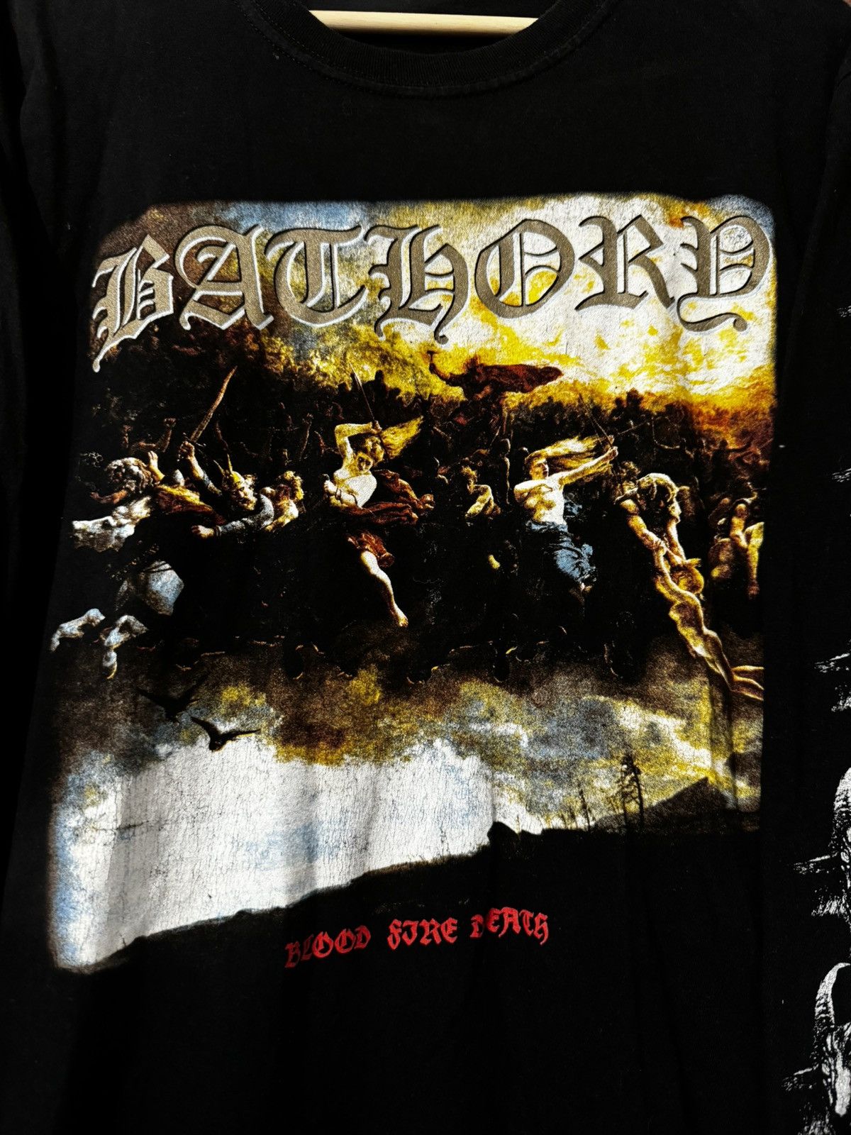 Band Tees Vintage 00s Bathory Blood Fire Death Metal Band Tee Long L Size US L / EU 52-54 / 3 - 3 Thumbnail