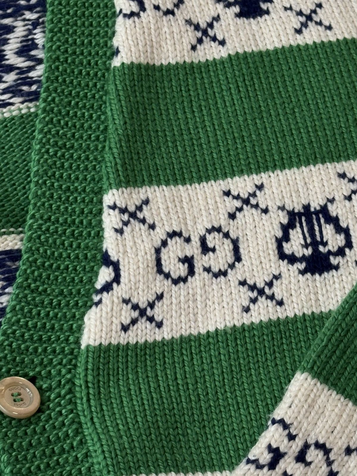 Gucci Gucci Green Lyre Stripe Cardigan Size US XL / EU 56 / 4 - 4 Thumbnail