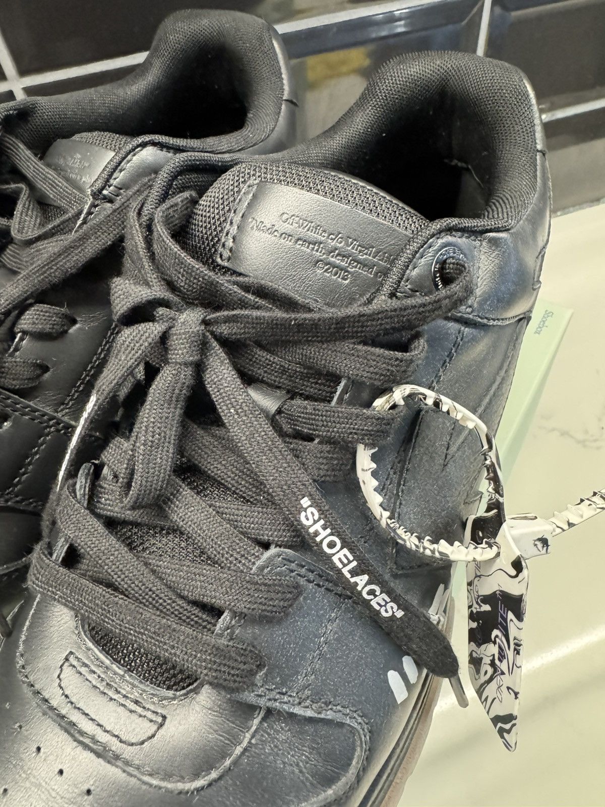 Off-White Off-White “Out of Office For Walking Black Leather Sneakers Size US 13 / EU 46 - 5 Thumbnail