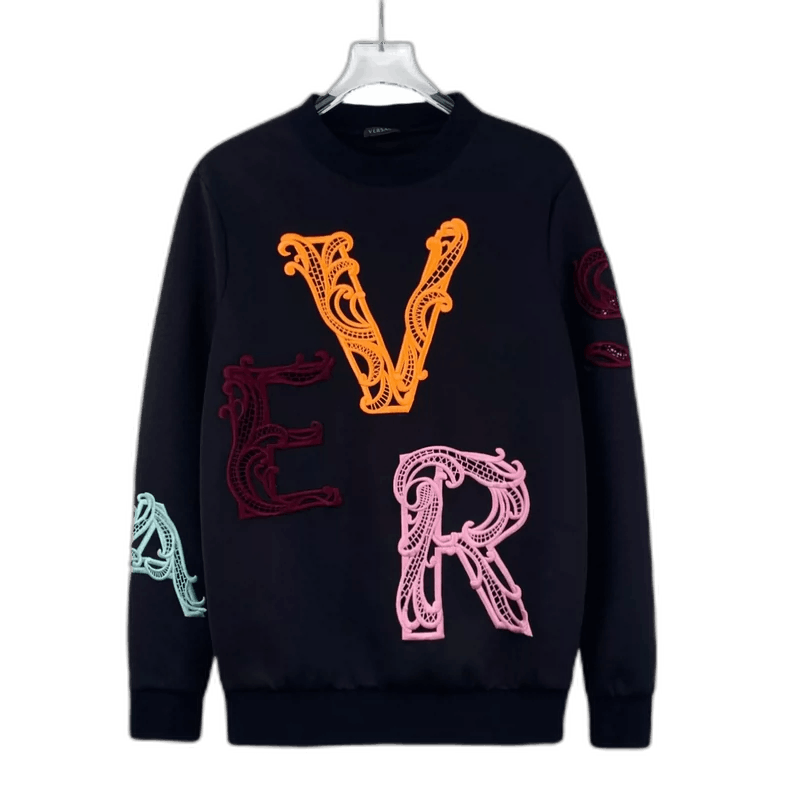 Versace Versace Black Logo Embroidered Long Sleeve Sweatshirt-yf Size US M / EU 48-50 / 2 - 1 Thumbnail