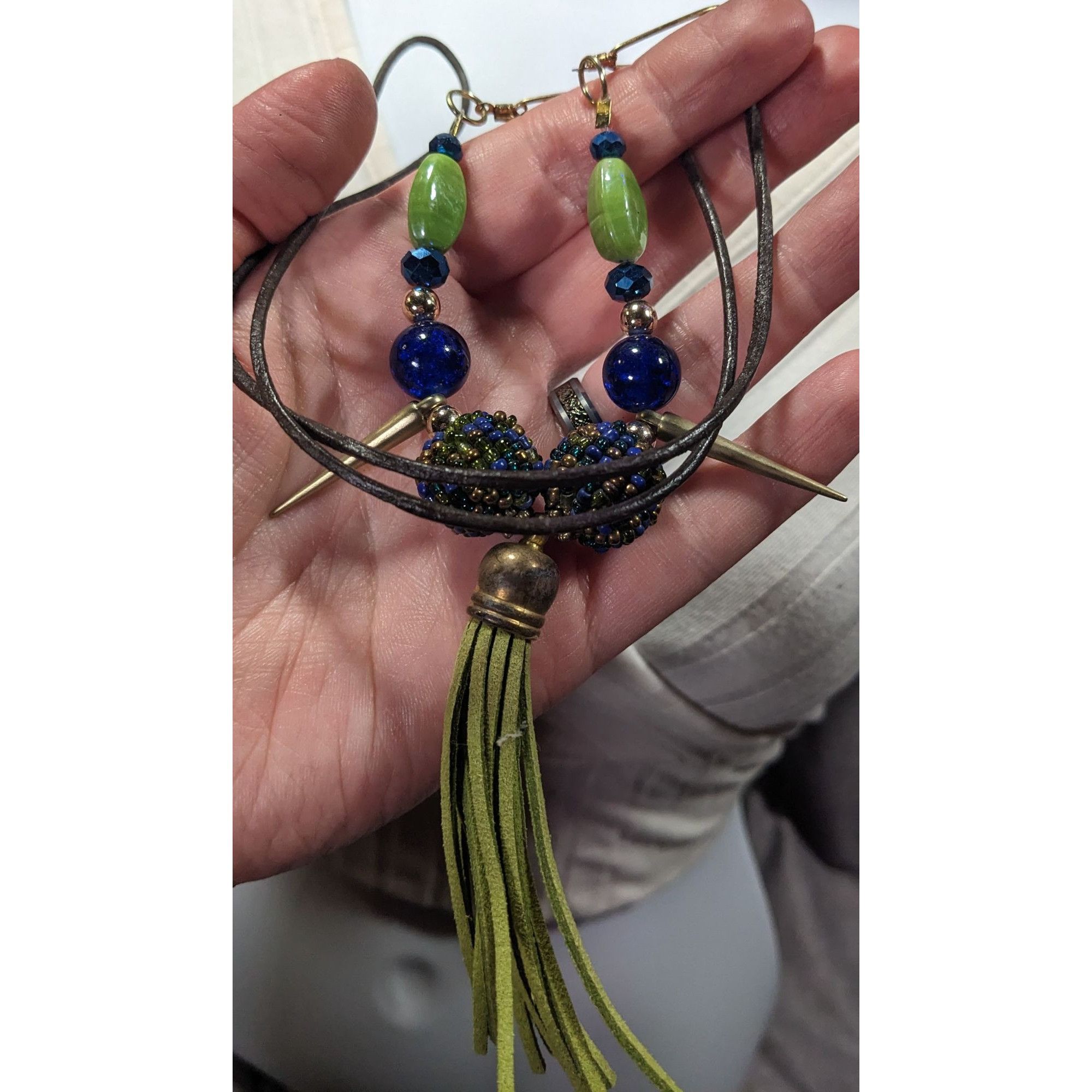 Other Bohemian Abstract Blue And Green Statement Necklace Size ONE SIZE - 8 Thumbnail