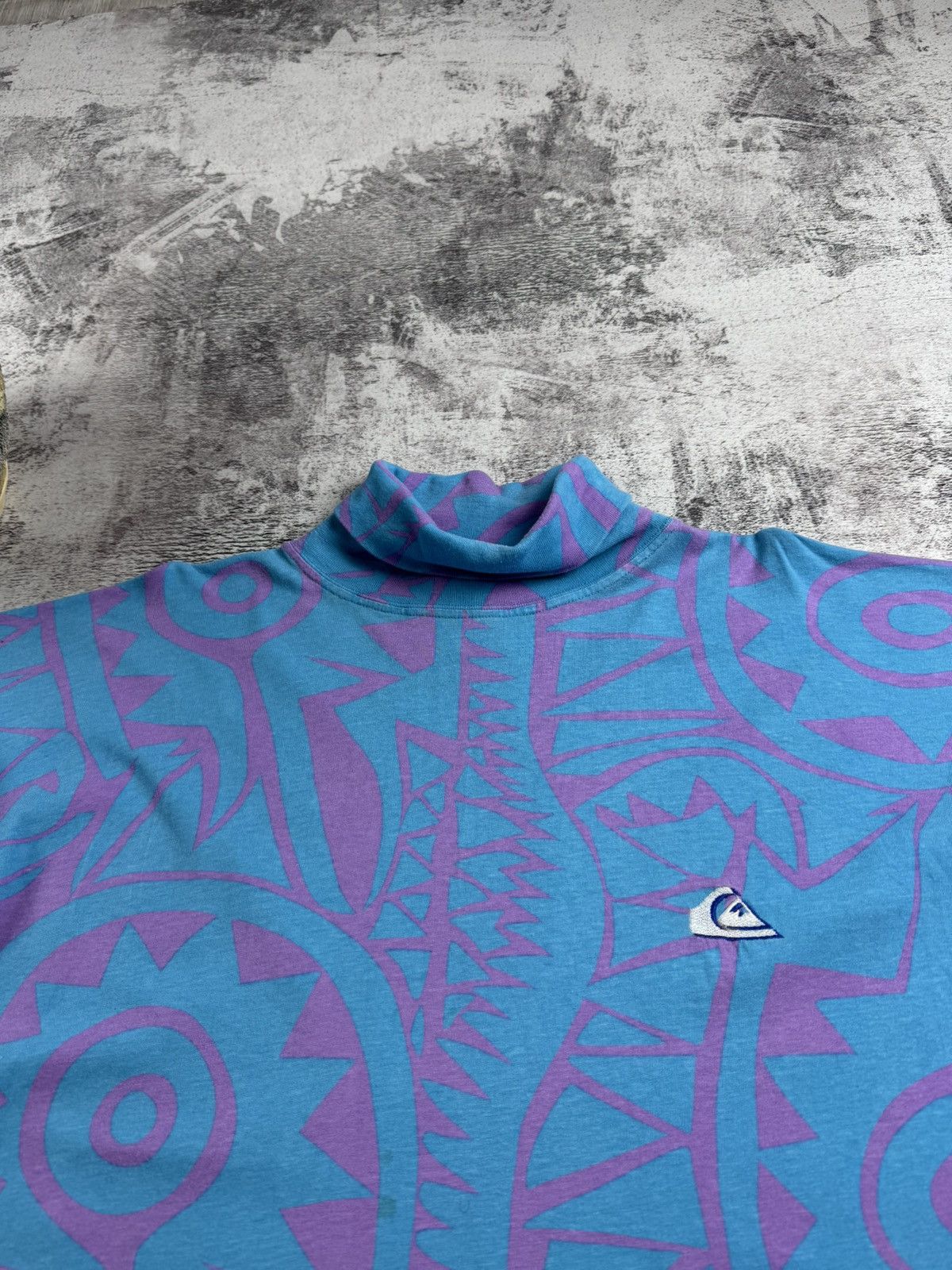 Quiksilver Quicksilver 80s Vintage USA Monogram Surf Blue Turtleneck Pullover Sweatshirt Size US L / EU 52-54 / 3 - 8 Thumbnail