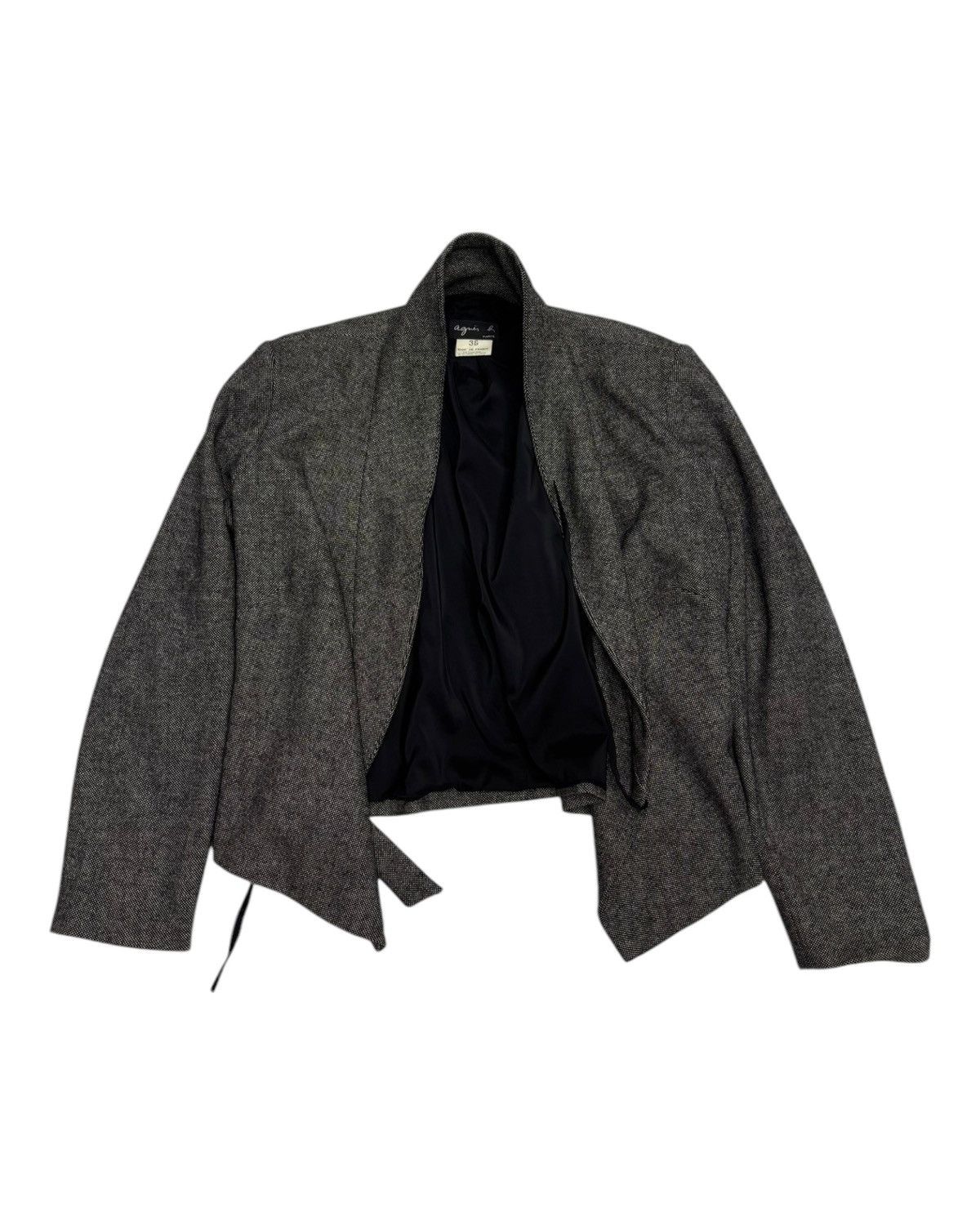 agnes b. 🔥AGNES B WOOL LAINE GREY SHAWL COLLAR CROP JACKET Size S / US 4 / IT 40 - 11 Thumbnail