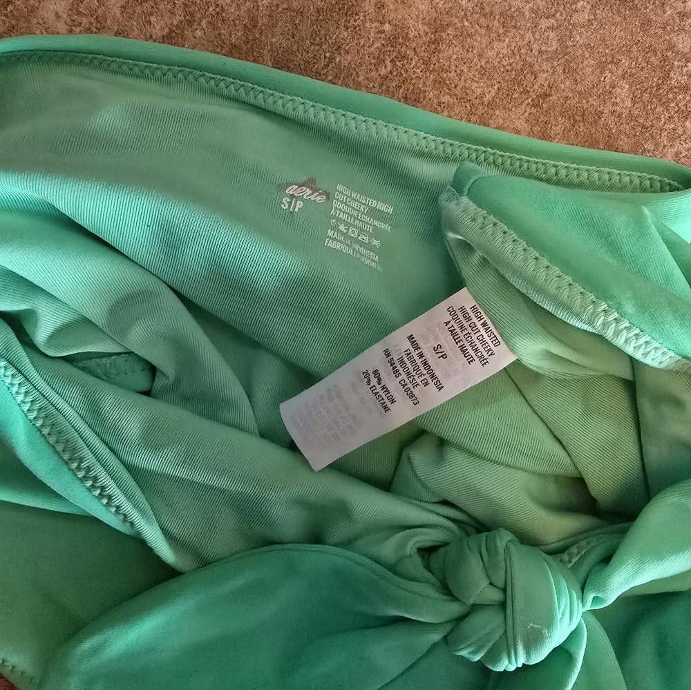 Designer Green High Waisted Aerie Bikini Bottoms Size ONE SIZE - 3 Thumbnail