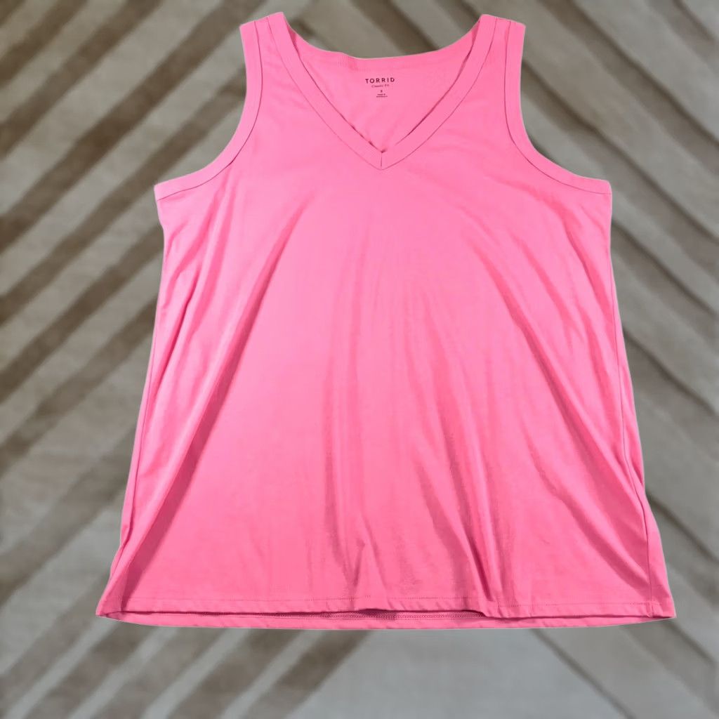 Torrid Torrid Classic Fit Tank Top Women 2 Plus Size Pink V-Neck Sleeveless Ribbed Trim Shirt Adults 20W Womens Size 3XL / US 20-22 - 1 Thumbnail