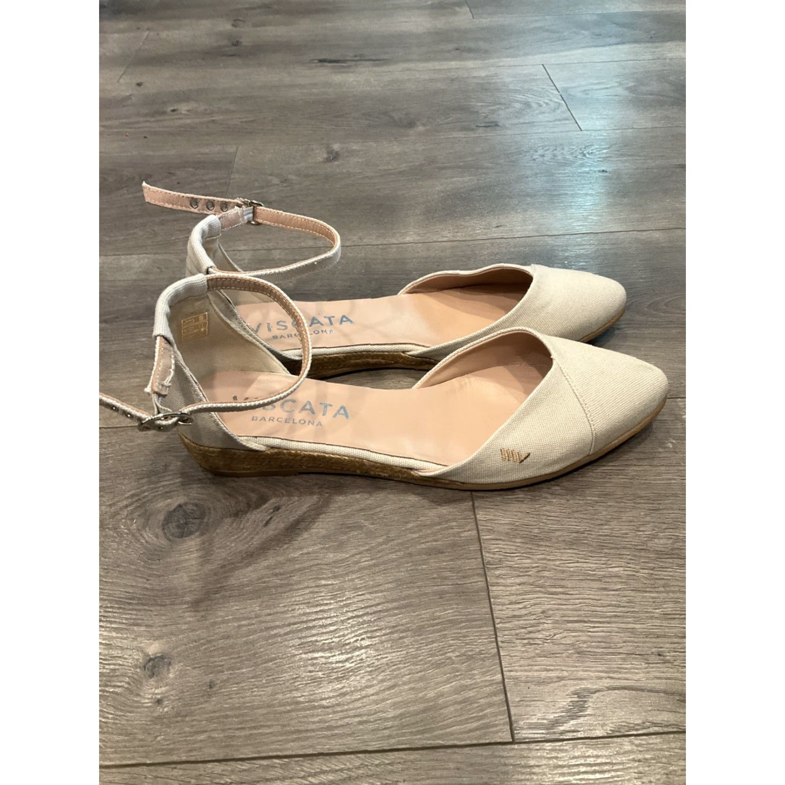 Pinko Viscata Canvas Espadrille White & Pink Size 8.5 Women Close Toe Buckle Wedge Heel Casual Party Wedding Bohemian Nature Espadrille Size US 8.5 / IT 38.5 - 3 Thumbnail