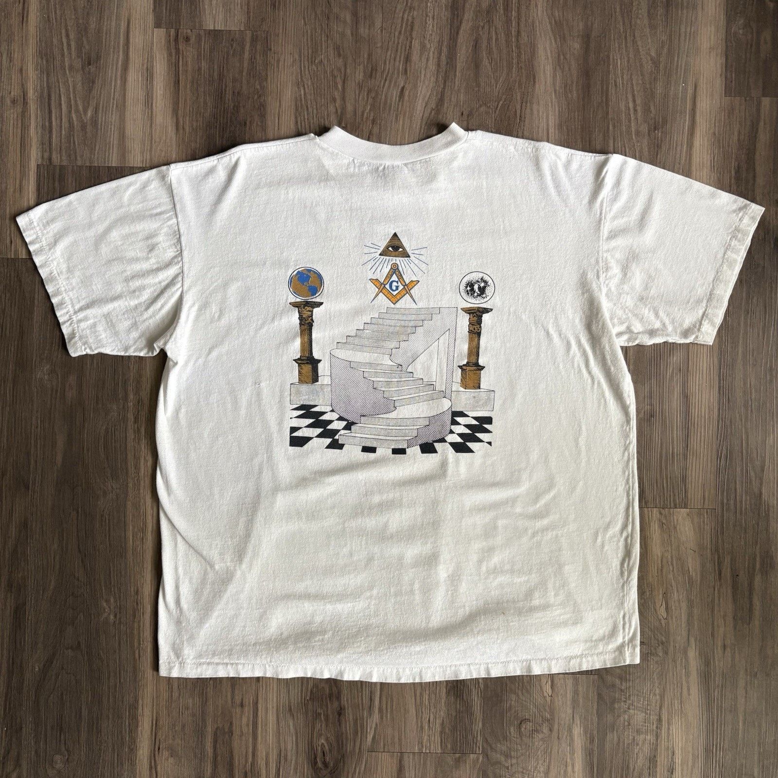 Vintage Vintage Mason Masonic Freemason Single Stitch T-Shirt XL Size US XL / EU 56 / 4 - 1 Thumbnail