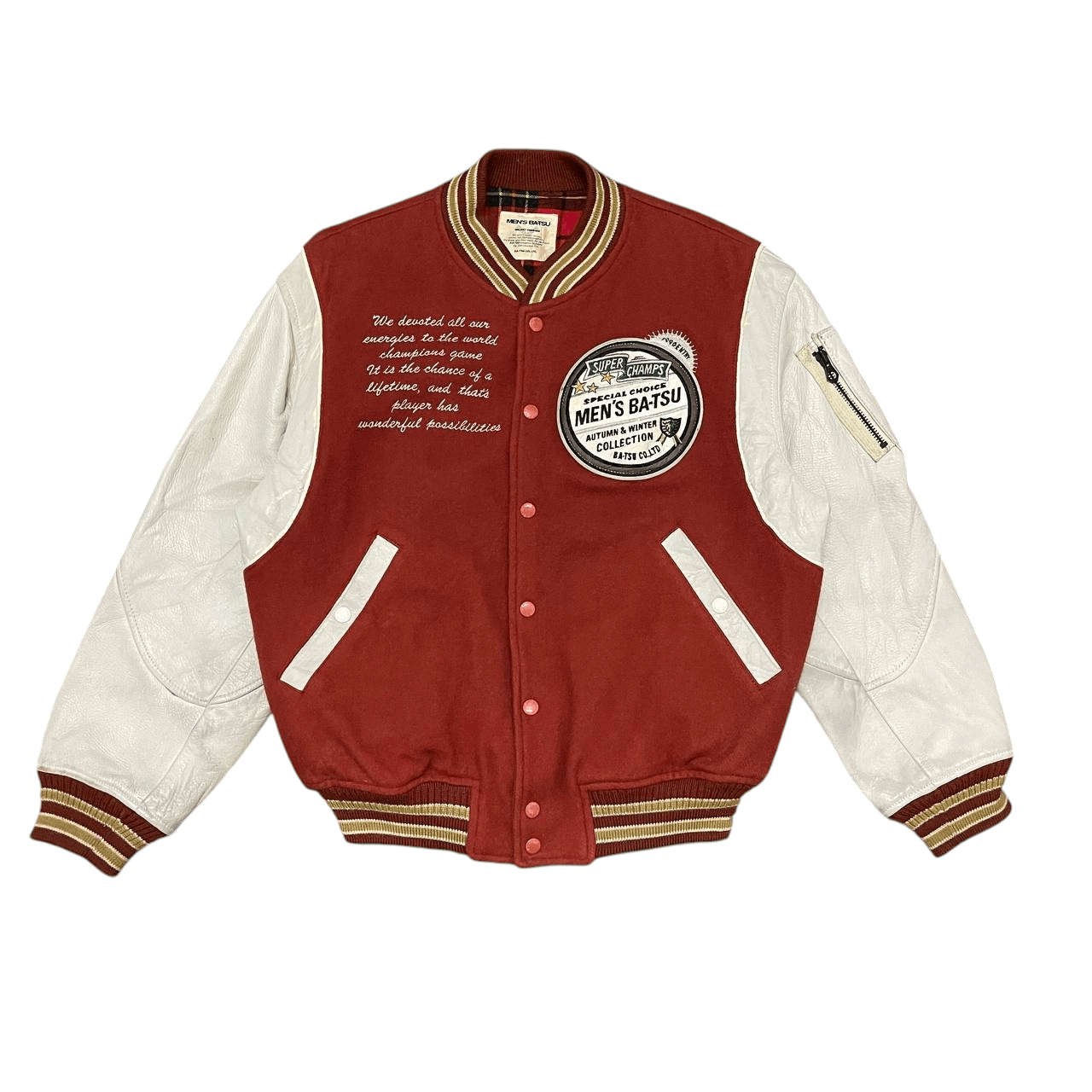 Japanese Brand Vintage Men's Ba-Tsu Varsity Jacket with Patches Size US M / EU 48-50 / 2 - 3 Thumbnail