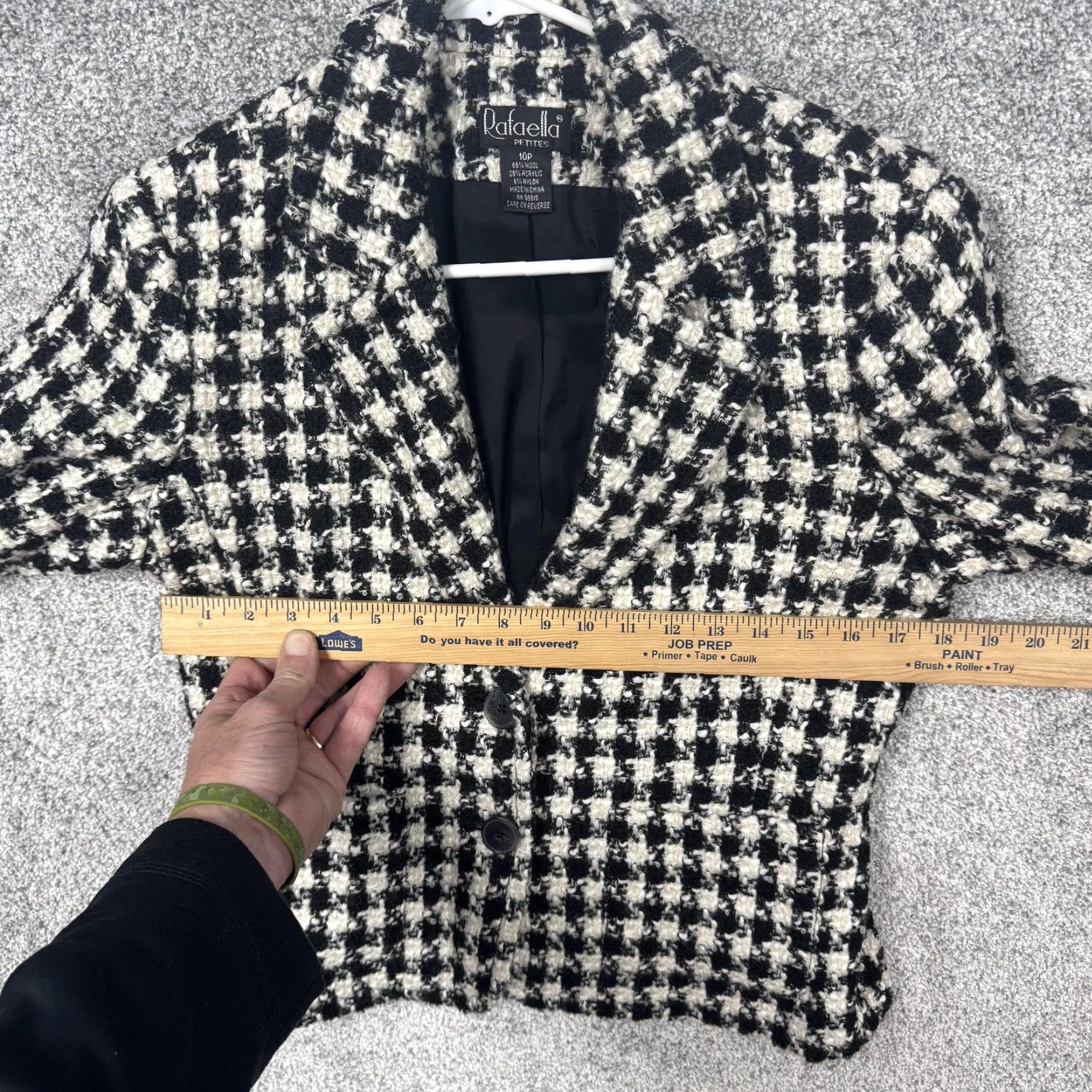 Vintage Rafaella Blazer 10P Black White Wool Tweed Classic Workwear Chic Preppy Parisian Size L / US 10 / IT 46 - 6 Thumbnail