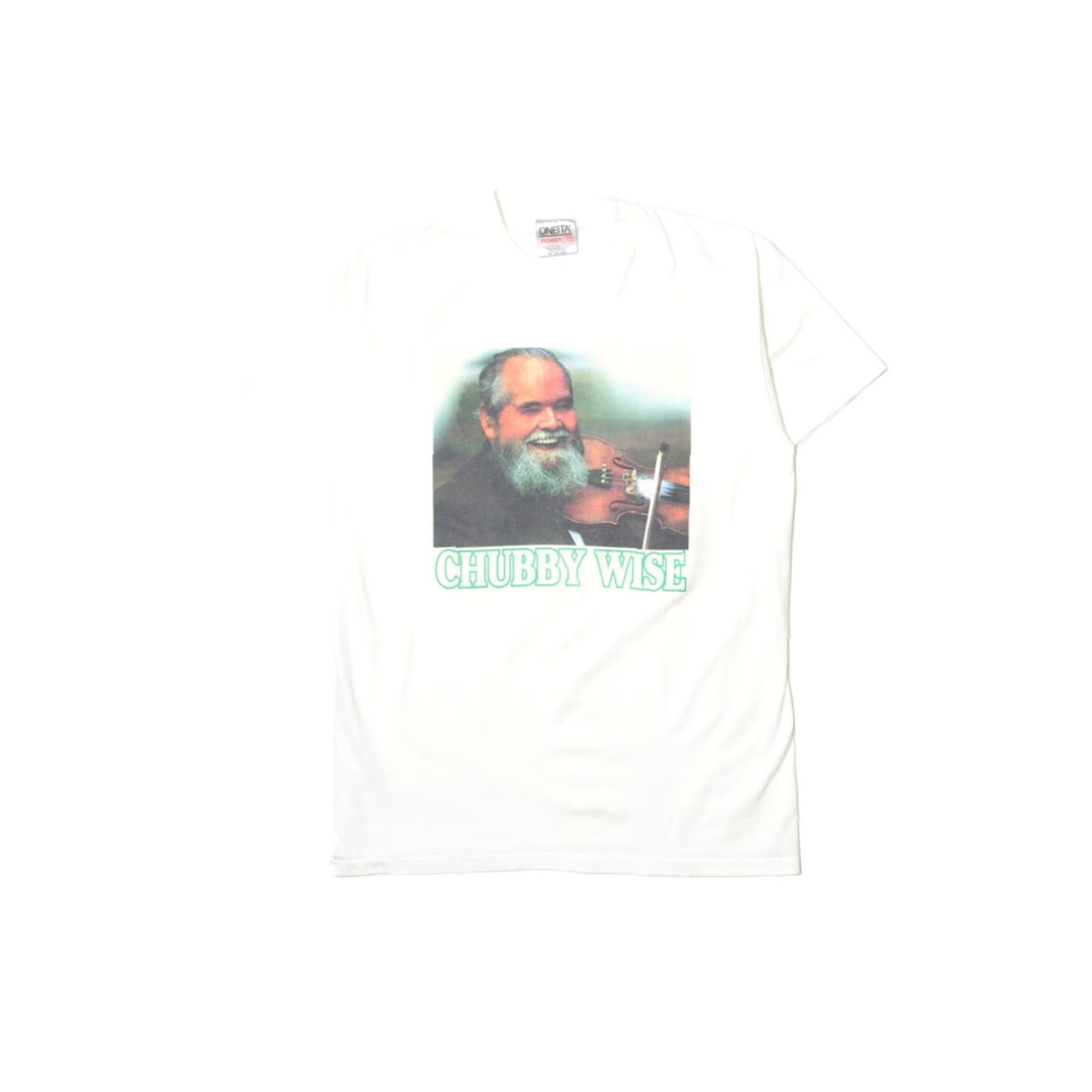 Vintage VINTAGE Oneita T-Shirt Unisex Adults Medium White Cotton / Polyester Chubby Wise 1900s-? (Note: adjusted for clarity) Size US M / EU 48-50 / 2 - 2 Thumbnail