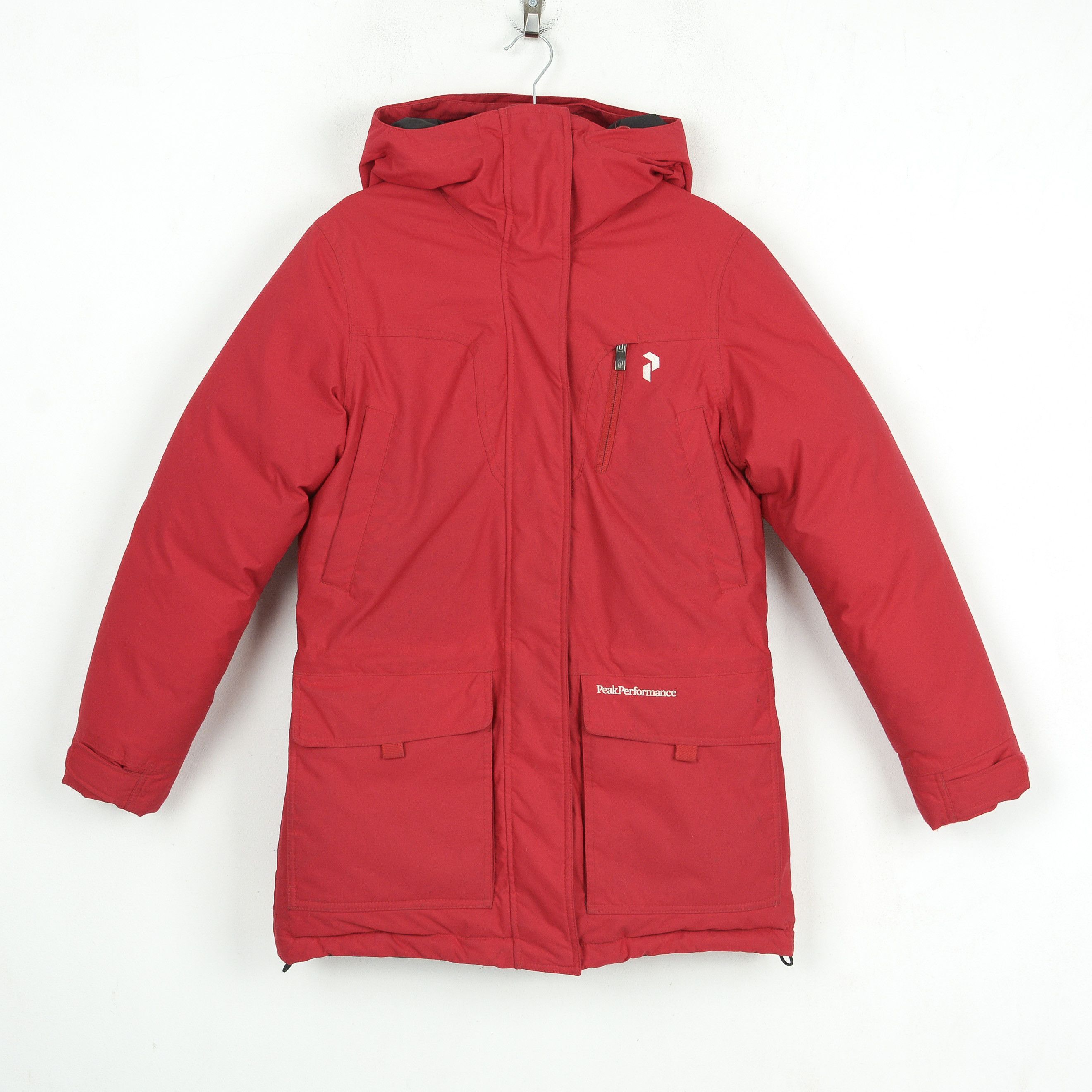 image of Peak Performance S W D Parka Down Feather Jacket Padded Coat Puffer Top in Red, Women's (Size Small