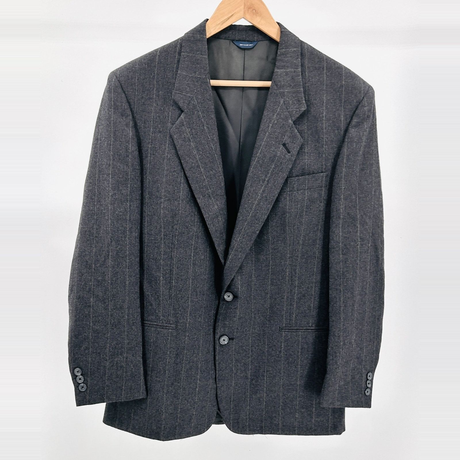 Givenchy Vintage 90s Charcoal Gray Wool Pinstripe Classic Suit Blazer Size 40R - 1 Thumbnail