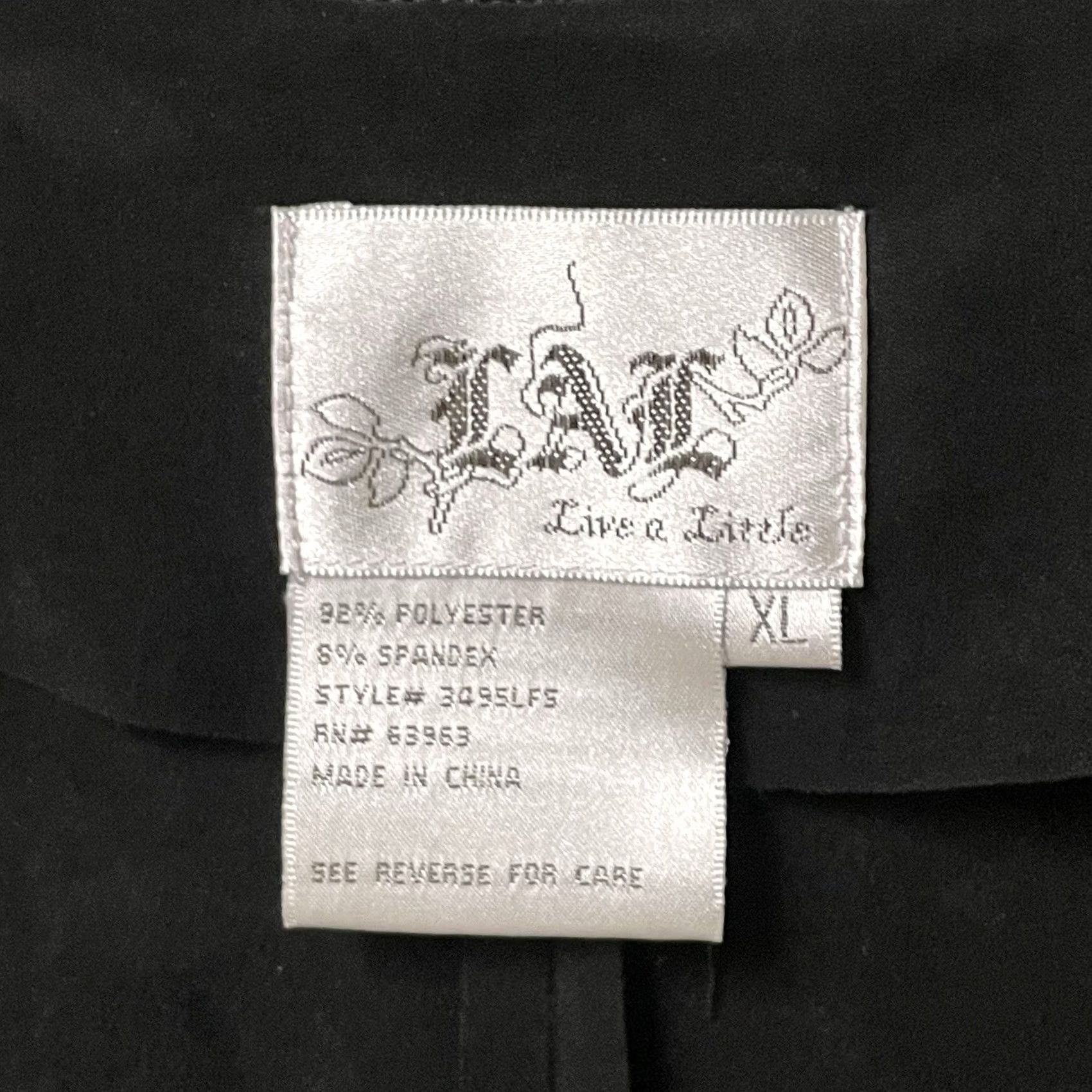 Olive VINTAGE Live a Little Women Vest Boho Y2K Open Front Waterfall Sleeveless Black XL Size XL / US 12-14 / IT 48-50 - 3 Thumbnail