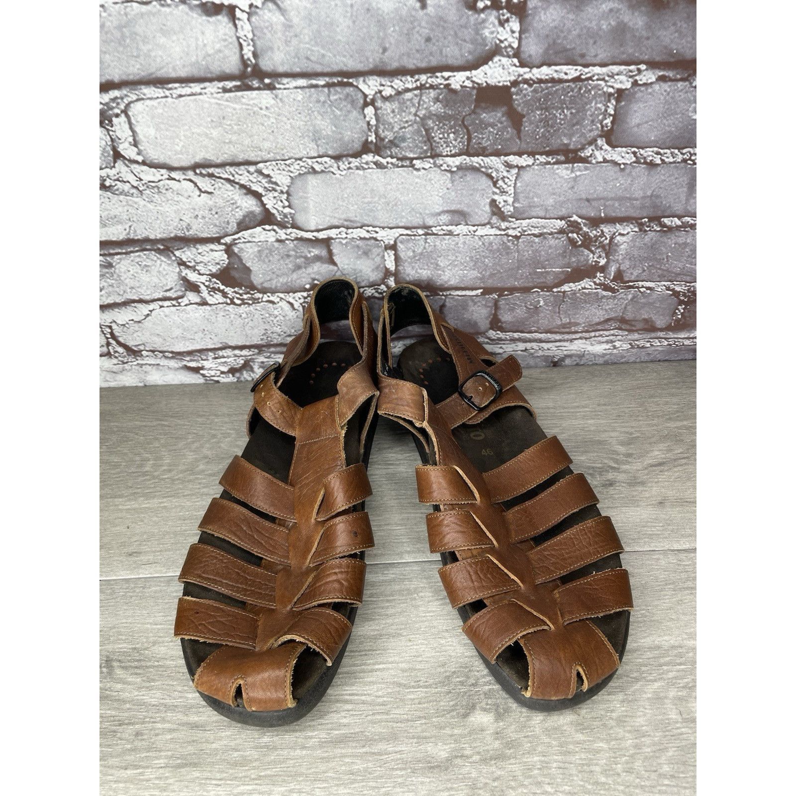 Mephisto MEPHISTO 4x Shock Brown Leather Fisherman Casual Strap Sanda Size US 13 / EU 46 - 13 Thumbnail