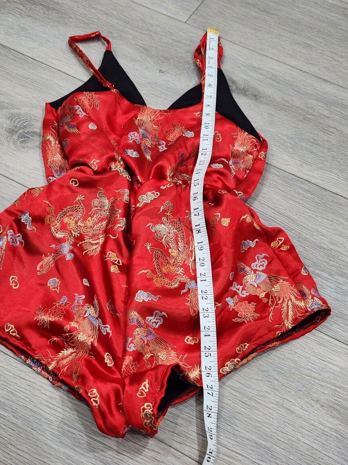 Designer O-mighty Romper Asian Print Shorts Medium Red V Neck Tank Size 32" / US 10 / IT 46 - 7 Thumbnail