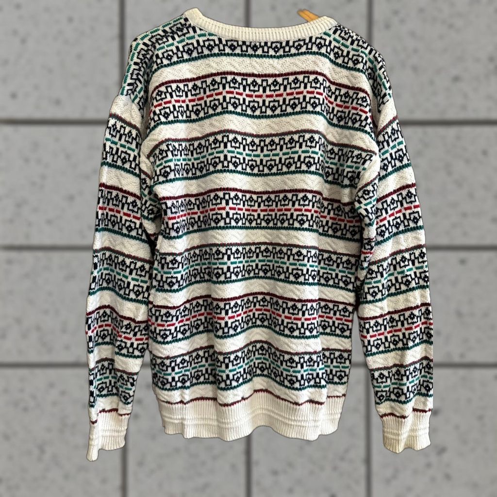 Jantzen VINTAGE Jantzen Sweater Mens Large Beige Green Red 90s Cosby Biggie Smalls Pullover Knit Crew Neck Casual Knitwear Mens L Size US L / EU 52-54 / 3 - 1 Thumbnail