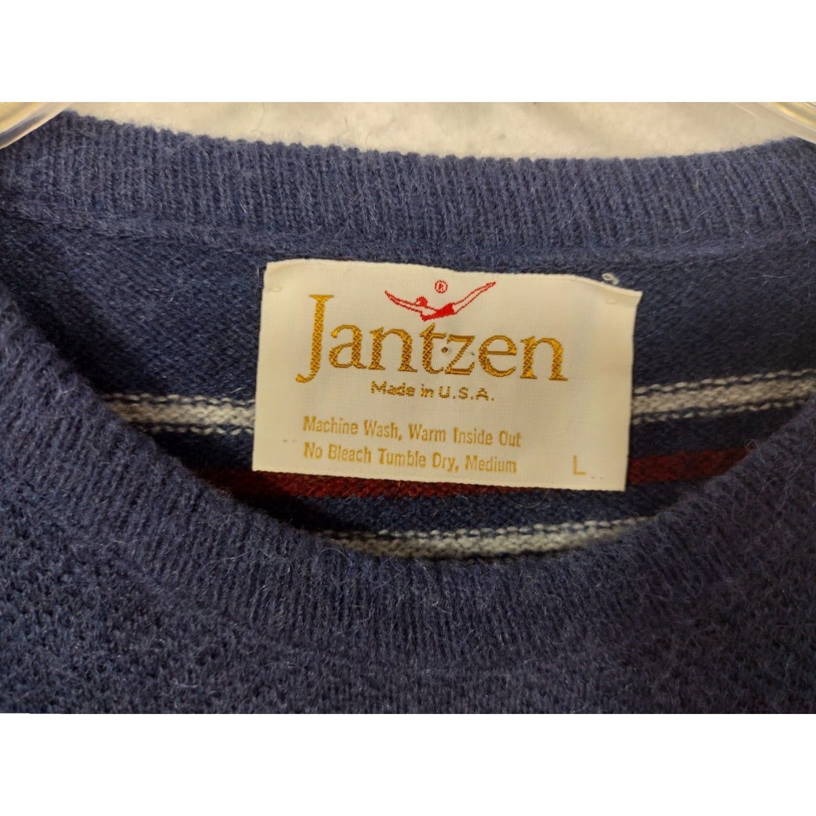 Jantzen VINTAGE Jantzen Sweater Mens Large Knit Striped Gray 90s Crew Neck Pullover Knit Shirt Mens L Size US L / EU 52-54 / 3 - 2 Thumbnail