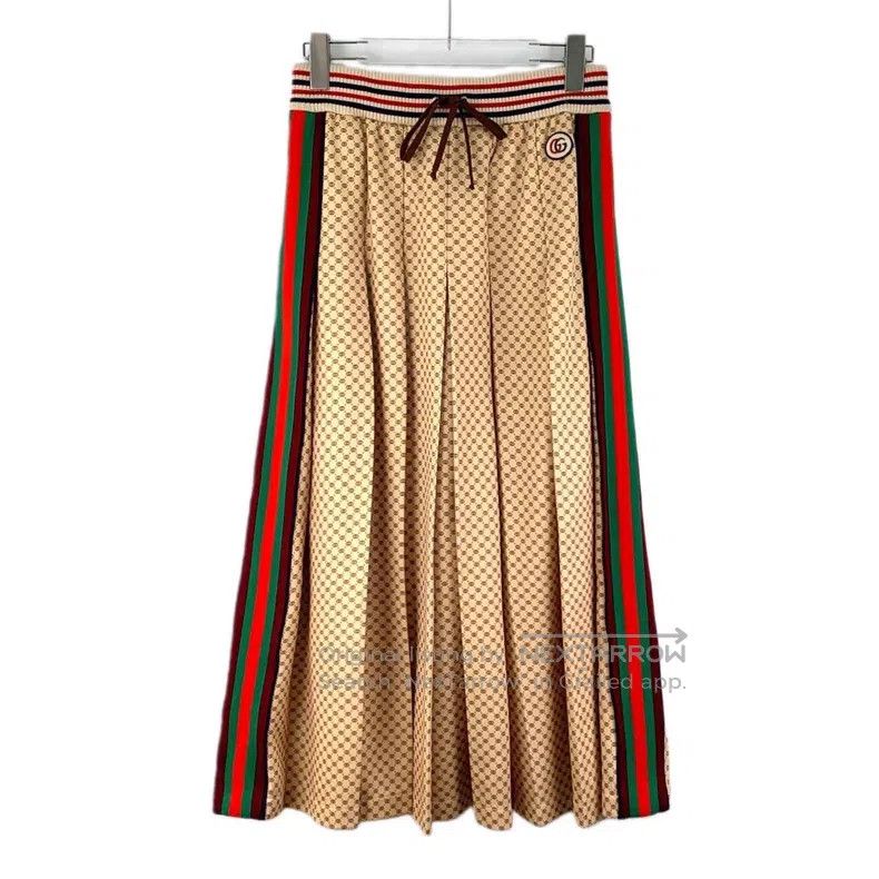 Gucci Gucci Size S Light brown logo old flower full print striped Size 42" / US 20 - 1 Thumbnail