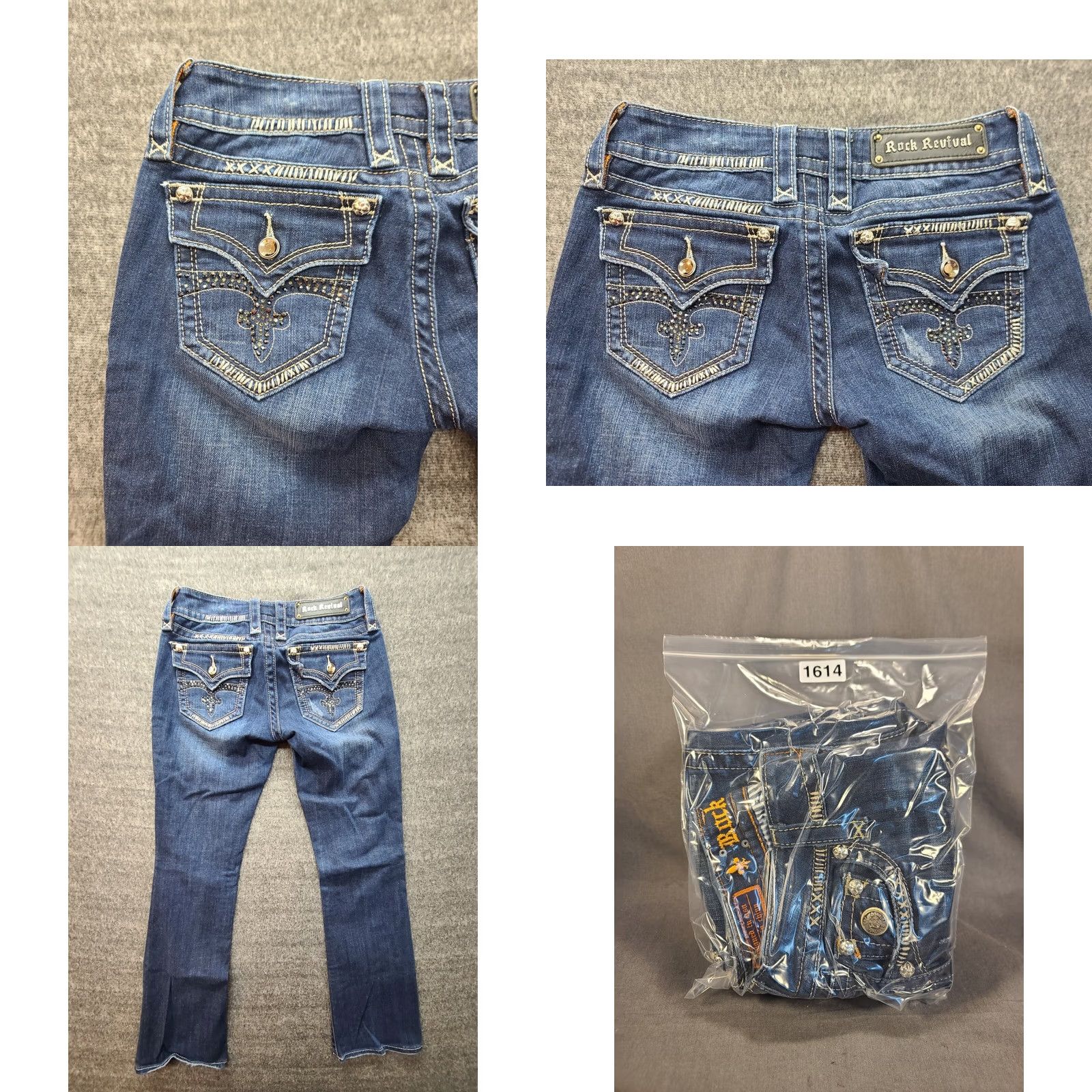 Vintage VINTAGE Rock Revival Jeans Womens 28 Celine Bootcut Cowgirlcore Embroidered Rhinestone Blue Denim Stretch Size 28" / US 6 / IT 42 - 9 Thumbnail