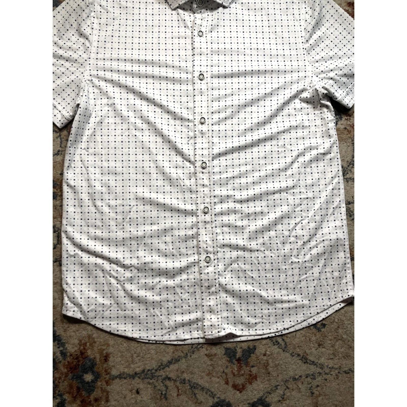Vintage Buki Collection Shirt Mens Medium White Navy Dot Short Sleeve Button Up Seattle Size US M / EU 48-50 / 2 - 5 Thumbnail