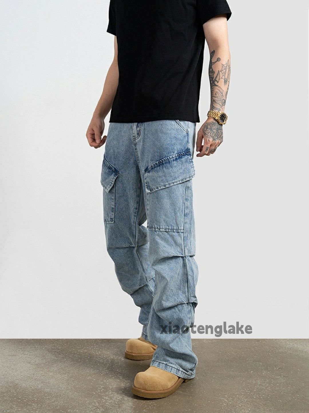 Jean × Vintage washed faded cleanfit yuppie bootcut pleated cargo jeans Size US 30 / EU 46 - 7 Thumbnail