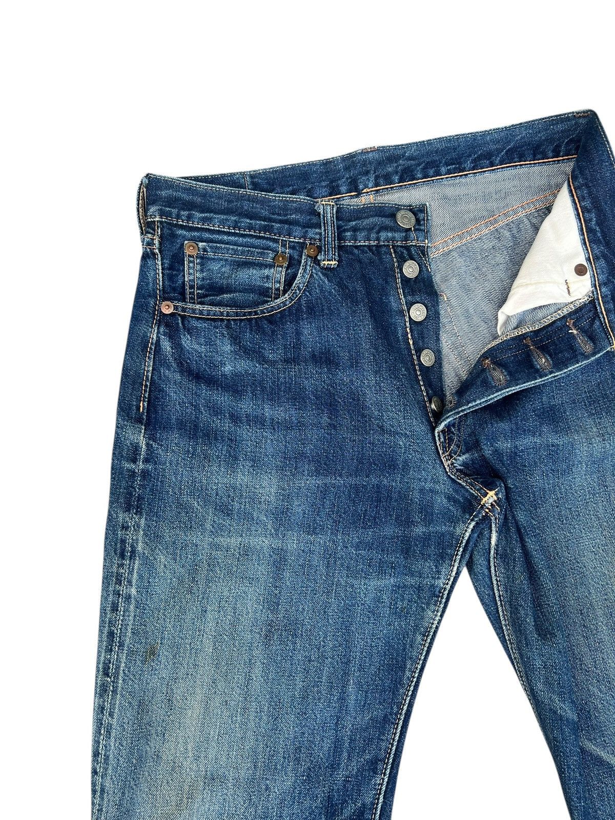 The Real McCoy's Vintage Joey McCoy Hidden Rivets Faded Denim Selvedge Jeans Size US 29 - 7 Thumbnail