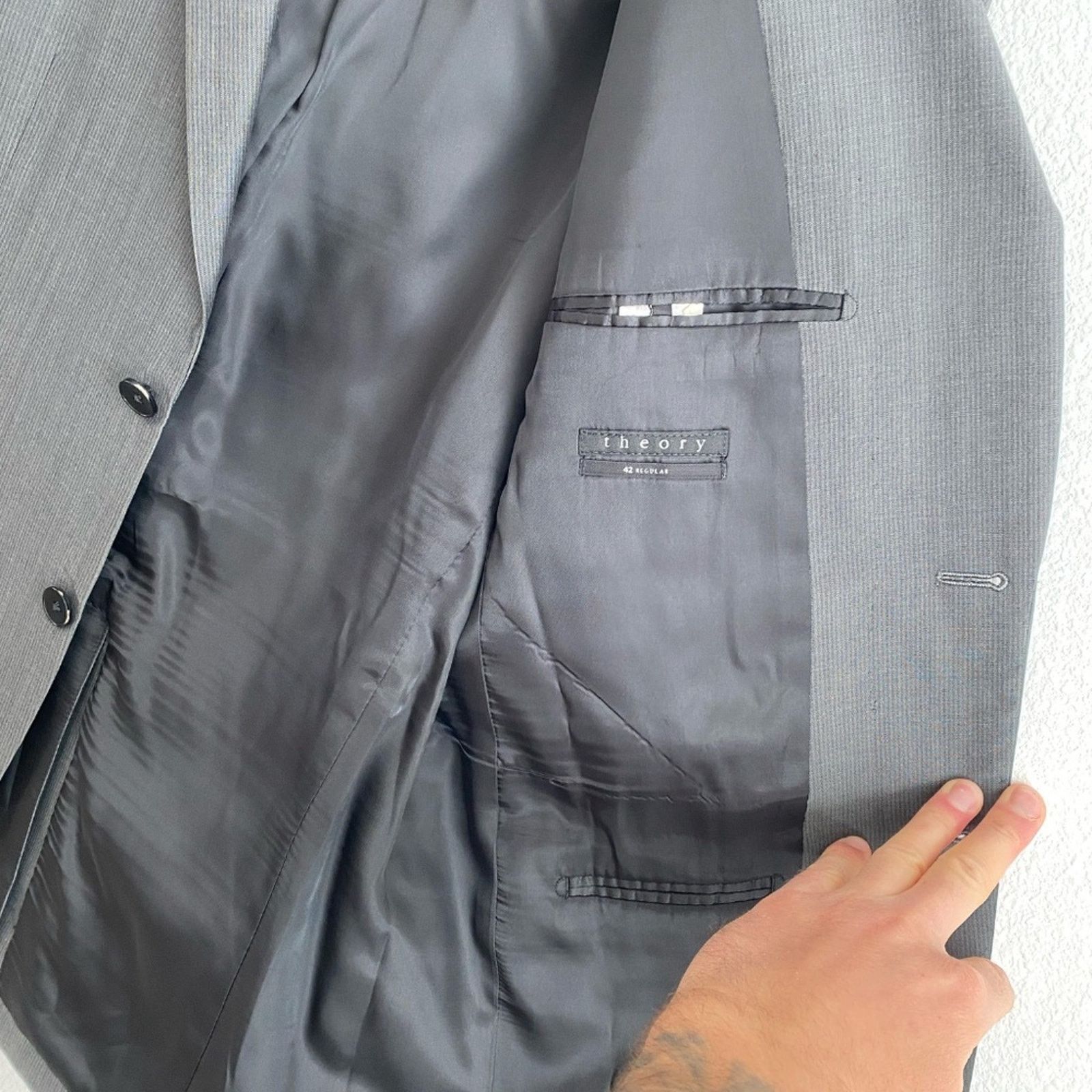 Theory Theory Men's Charcoal Blazer - 42R Size 42R - 4 Thumbnail