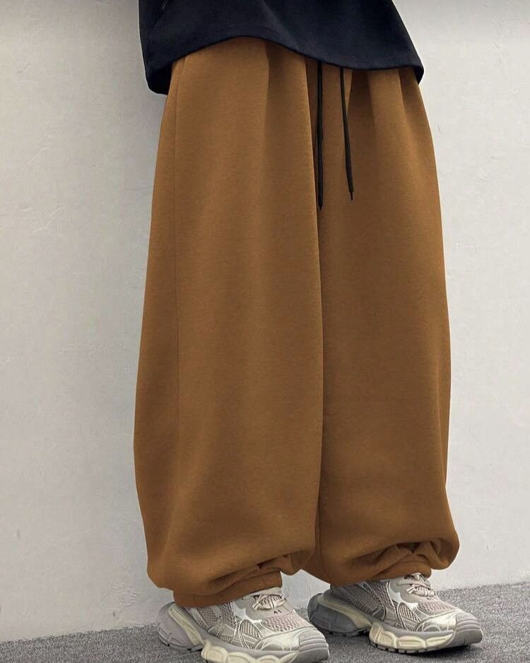 Japanese Brand Wide-Leg Baggy Fleece Sweatpants Oversized Joggers Size US 30 / EU 46 - 6 Thumbnail