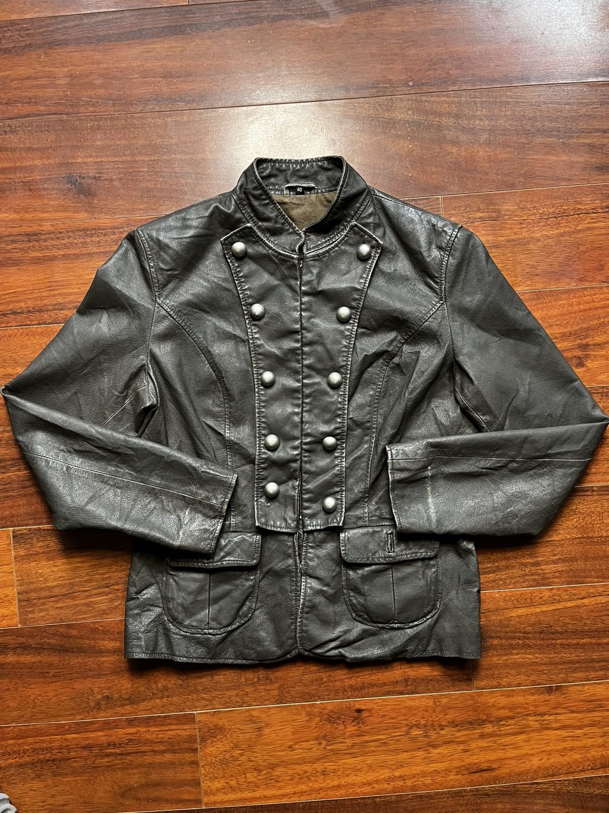 Other Dark olive Napoleon leather jacket Size US M / EU 48-50 / 2 - 1 Thumbnail