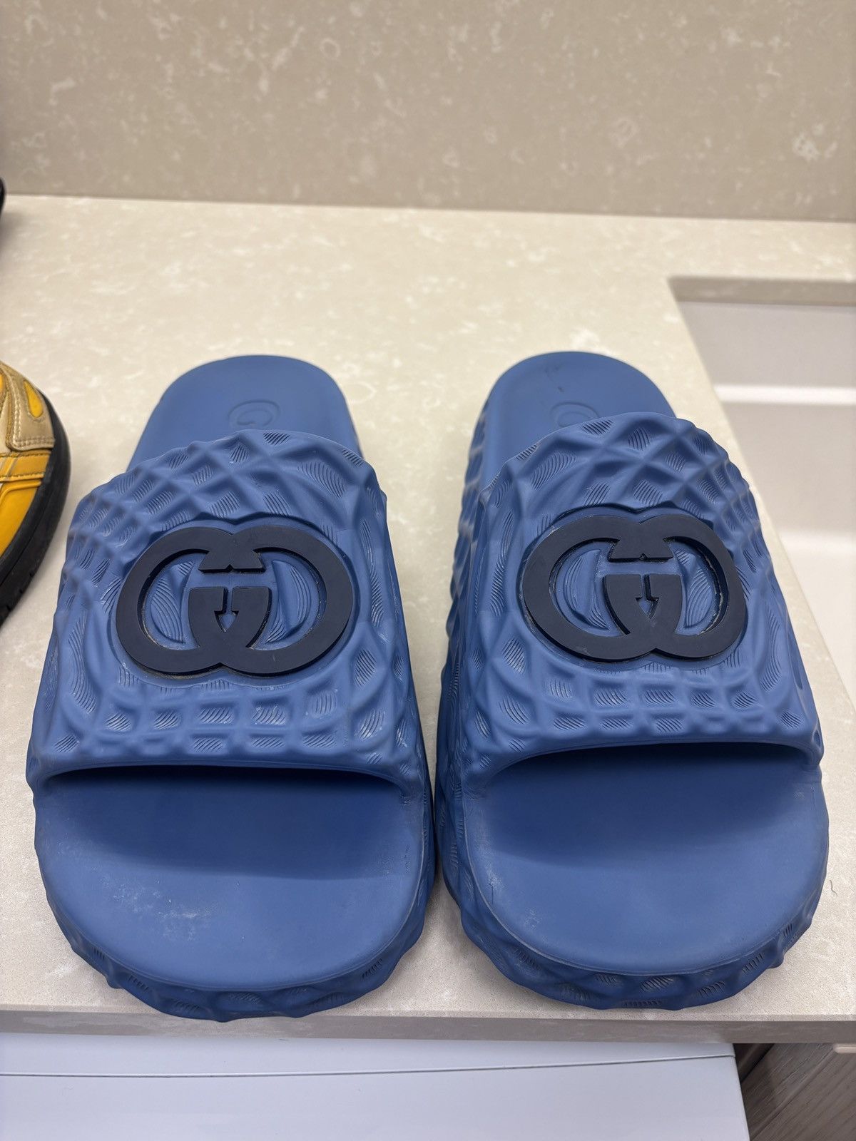Gucci Slide Sandal Interlocking G Blue Water Ripples