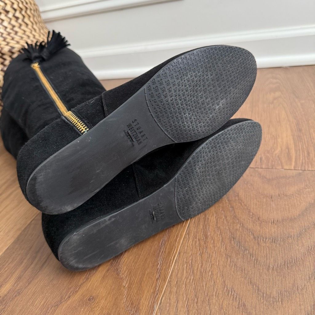 Stuart Weitzman Stuart Weitzman Boot Tass Hidden Wedge Black Suede Gold Zipp Size US 6.5 / IT 36.5 - 8 Thumbnail
