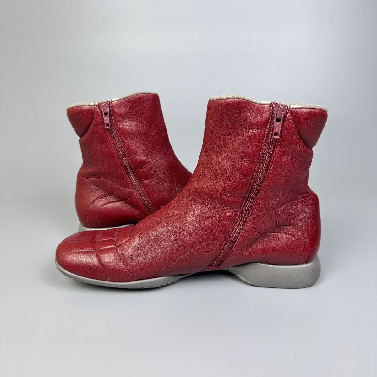 Prada Prada - Red Leather Sports Ankle Boots Size US 9 / IT 39 - 5 Thumbnail