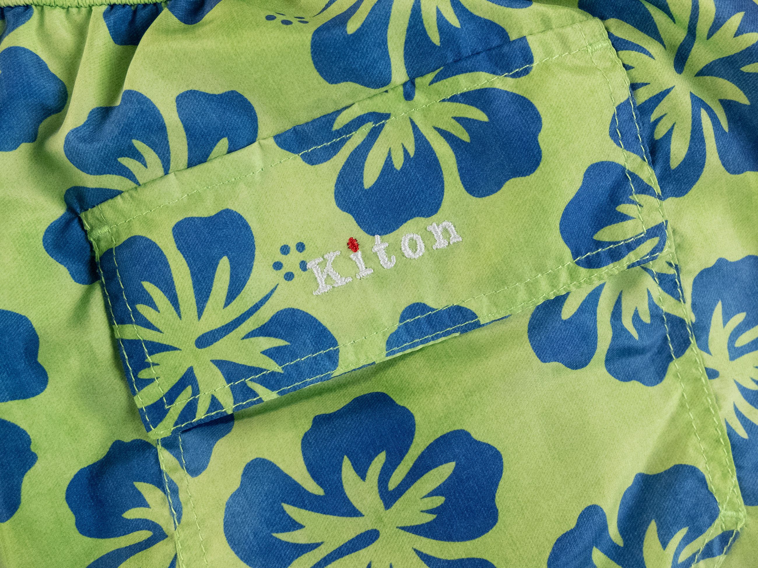 Kiton KITON Napoli green & blue floral print nylon swim shorts XL Size US 36 / EU 52 - 11 Thumbnail