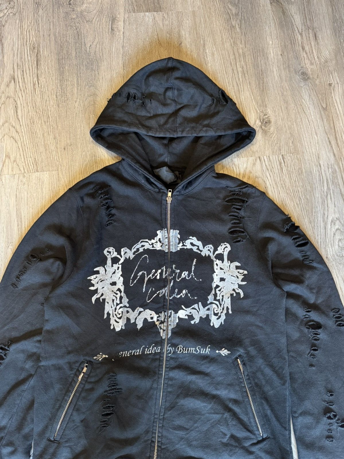 Japanese Brand DISTRESSED ZIP-UP HOODIE FROM GENERAL IDEA BY BUM SUK Size US L / EU 52-54 / 3 - 2 Thumbnail