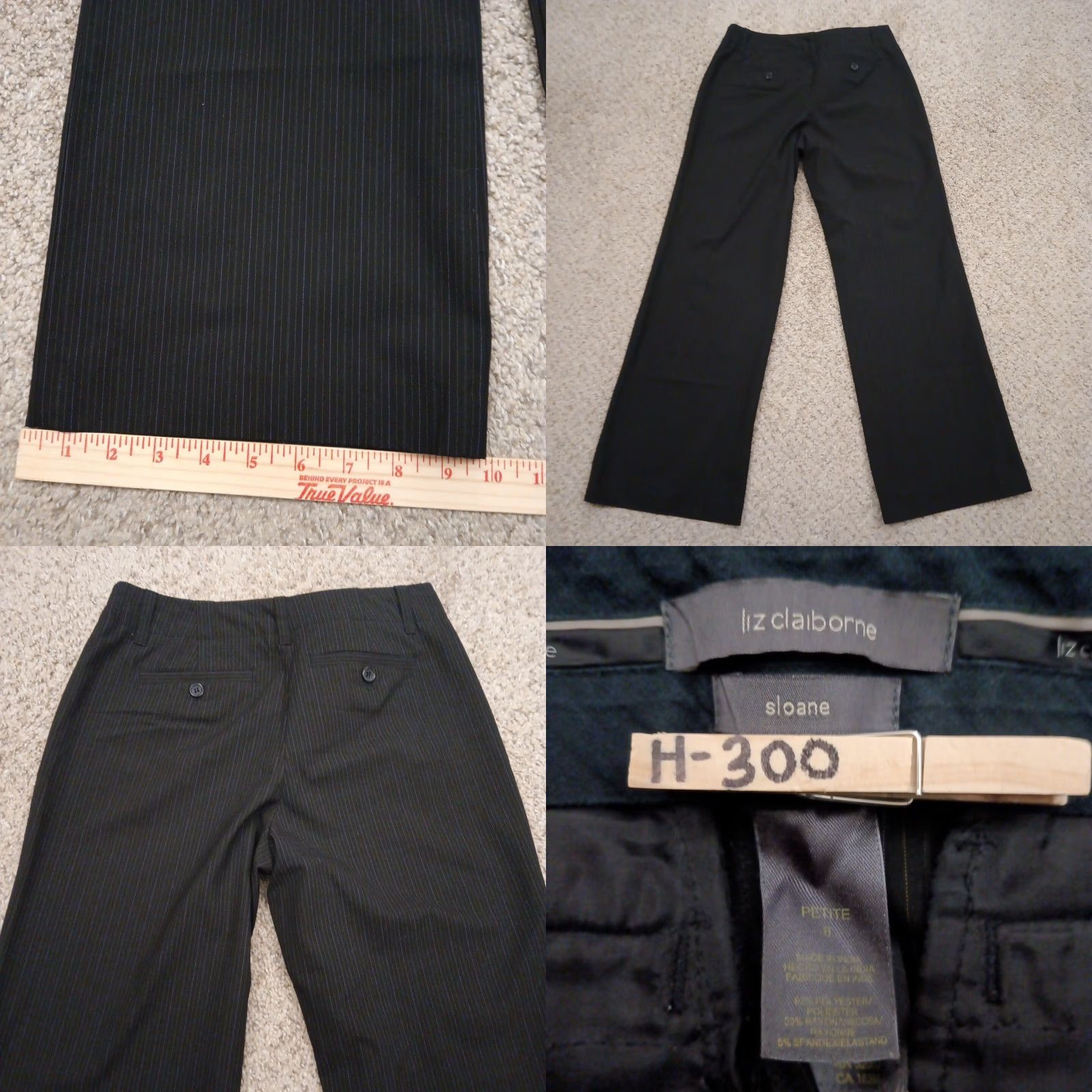 Liz Claiborne Liz Claiborne Dress Pants Womens Size 6 Petite Black Striped Straight Inseam 28 in Polyester Blend Flat Front Pockets" Size 28" / US 6 / IT 42 - 8 Thumbnail